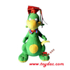 Dinosaure de dessin animé en peluche avec des vêtements