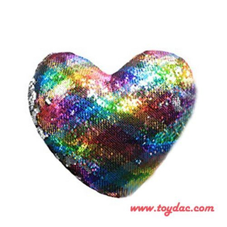 Coussin Arc-en-Ciel Cœur Paillettes Inversées