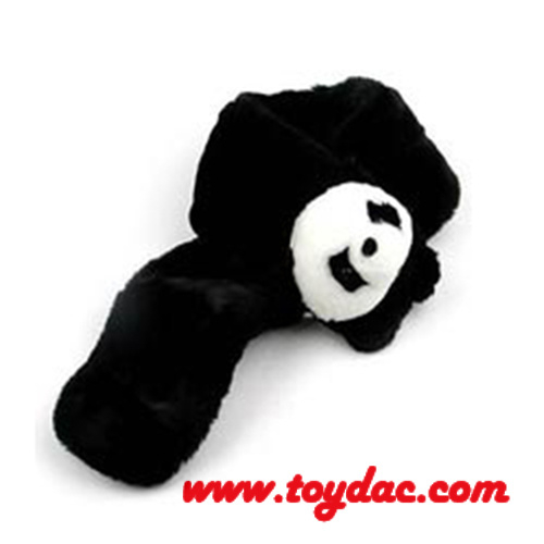 Écharpe Panda en Fourrure de Peluche Noire