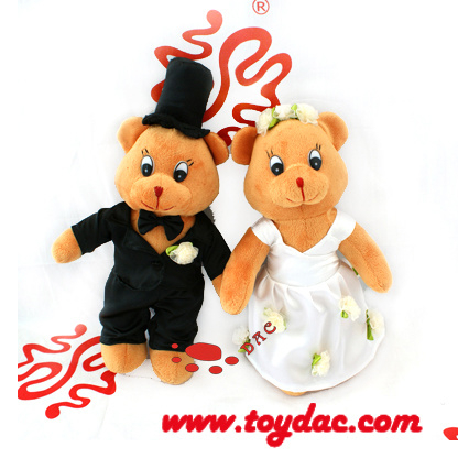 Ours de mariage en peluche mariée marié