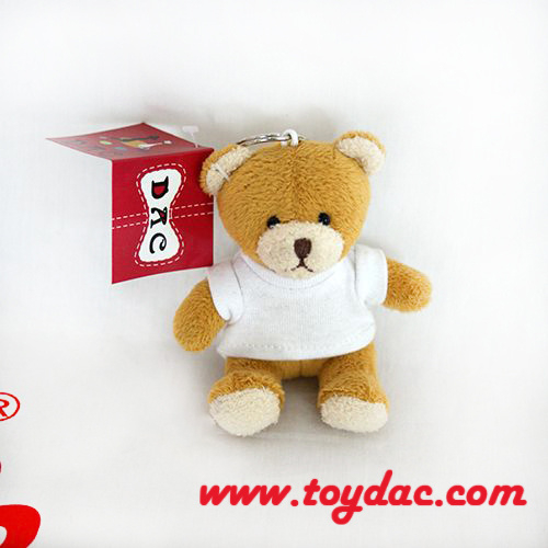 Porte-clés peluche ours en t-shirt blanc