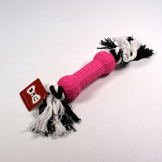 Corde nouée en coton pour animaux de compagnie avec os en caoutchouc