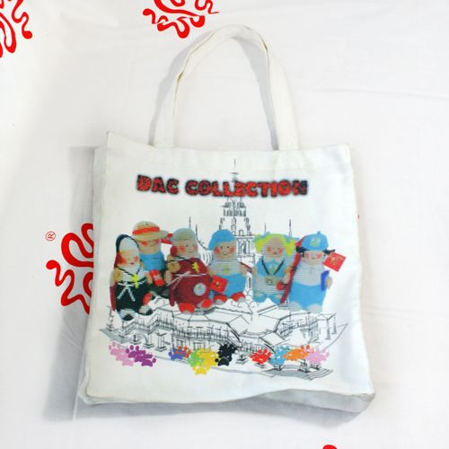 Sac shopping en tissu naturel imprimé couleur de la marque